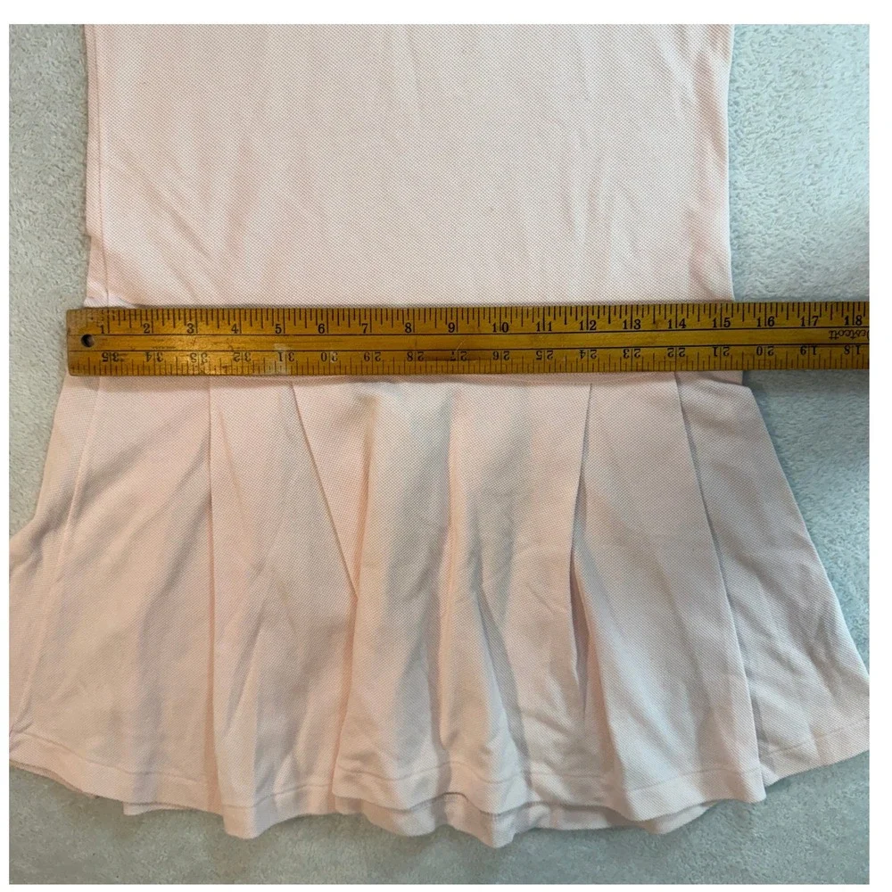 Lacoste Kids Pink Short Sleeve Pleated Pique Polo Dress Size 12 5191L